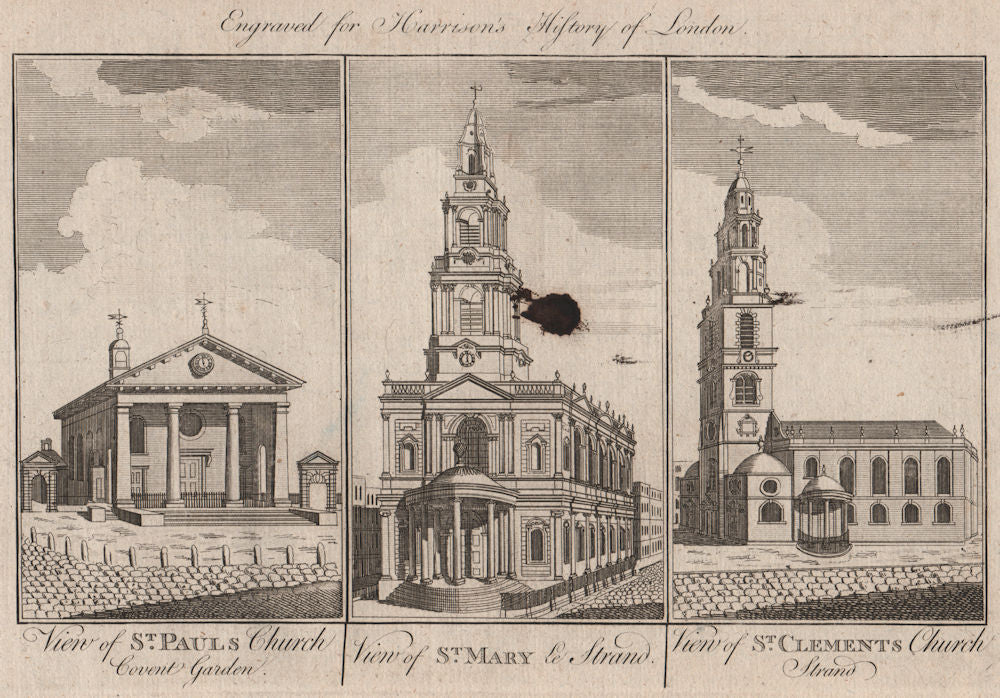 LONDON CHURCHES St Paul's Covent Garden St Mary-le-Strand St Clement Danes 1775